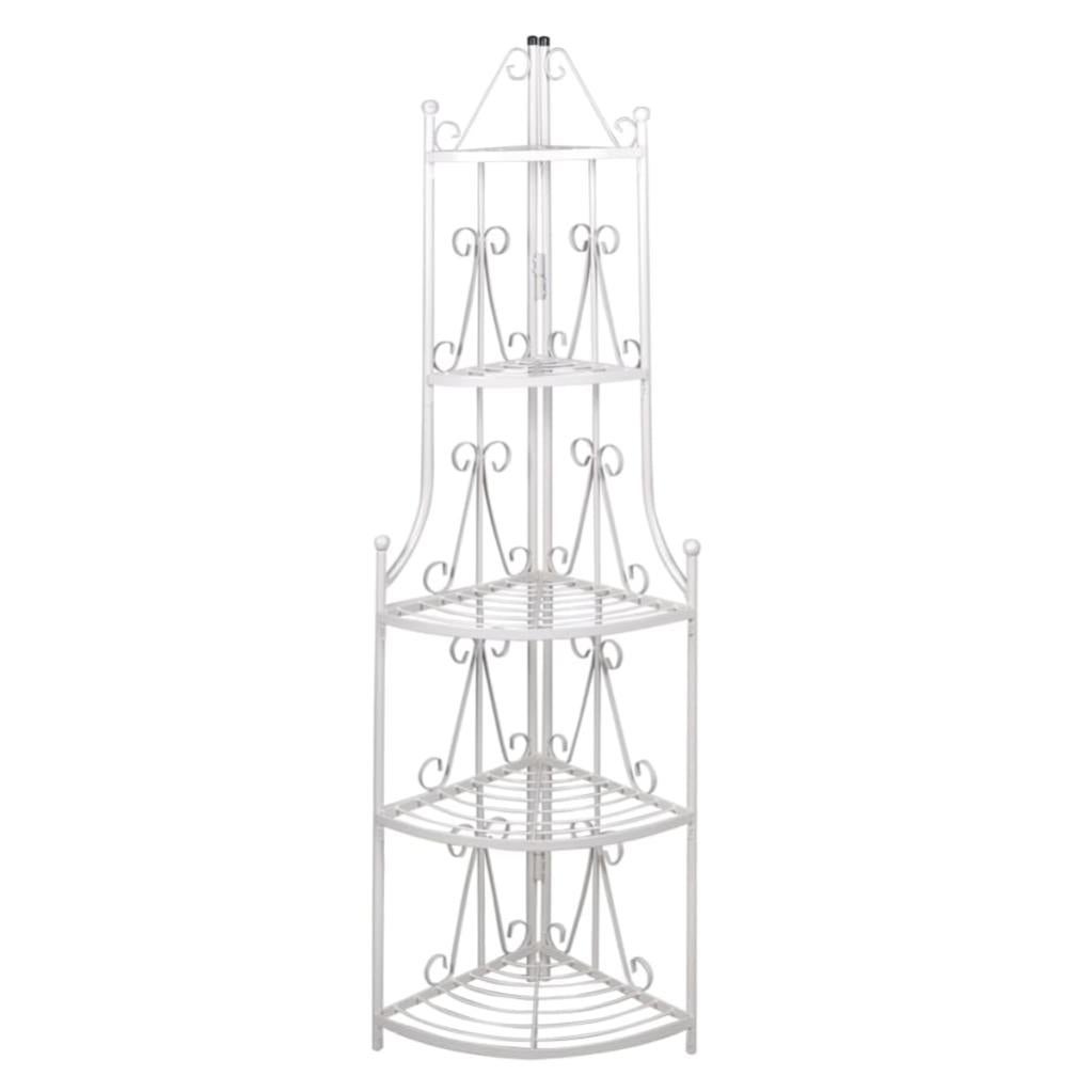 Supporto Doccia Ad Angolo Bianco In Acciaio Inox – 4 Ripiani Regolabili, Autoportante, Altezza 137-289 Cm, Senza Fori