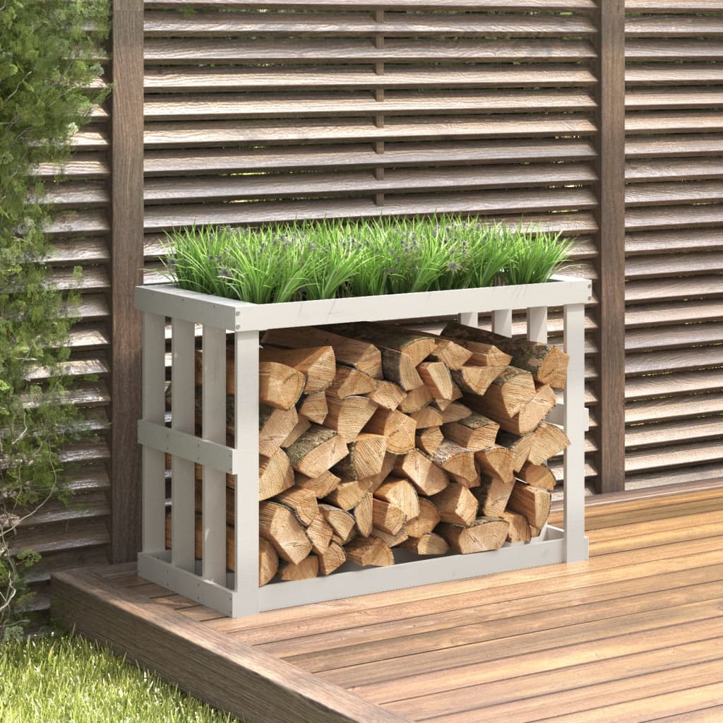 Maison Exclusive - Soporte para leña de exterior madera pino blanco  108x52x74 cm