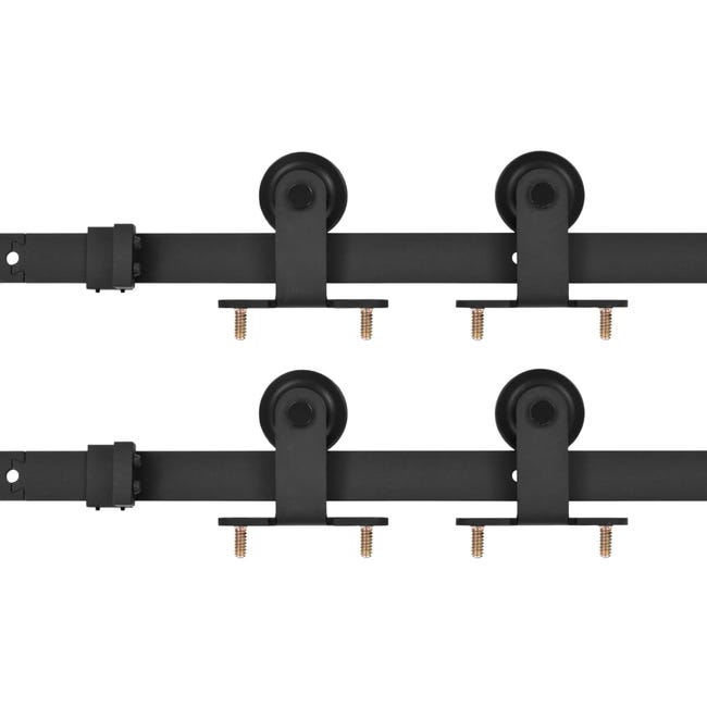 Kit de ferragens para porta deslizante 2x183 cm aço preto