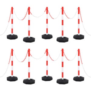 Set Segnaletica Coni Stradali E Catena Da 10 M Rosso Bianco