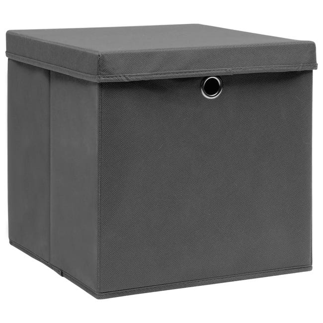 Maison Exclusive Juego de cajas de almacenaje apilables 4 uds tela gris