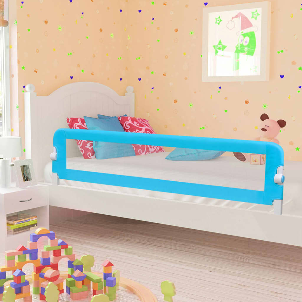 Maison Exclusive Barandilla de seguridad cama de niño azul tela