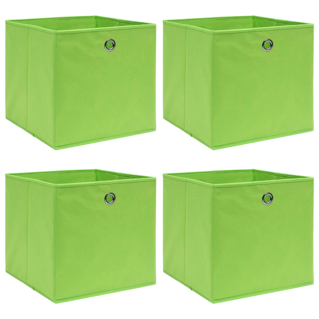 Maison Exclusive Cajas de almacenaje 4 uds tela verde 32x32x32 cm