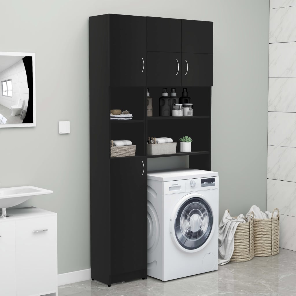 Maison Exclusive Estantería 2 niveles sobre lavadora Maison Exclusiveerro  negro 69x28x143 cm