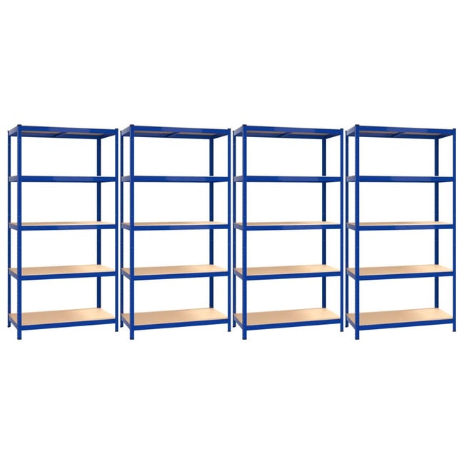Estantería almacenaje 5 niveles azul madera contrachapada acero