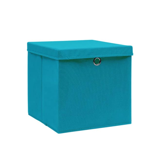 Maison Exclusive Caja de almacenaje con tapa 4 uds tela azul celeste  32x32x32 cm
