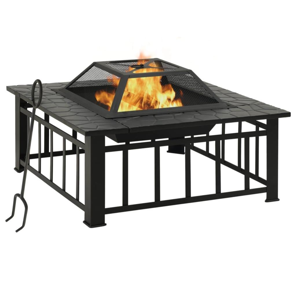 Vounot ® Da Giardino 81 Cm In Metallo Con Coperchio Pare Scintille E Attizzatoio Da Esterno Rotondo Per Riscaldamento Campeggio Balcone E Terrazza - 6