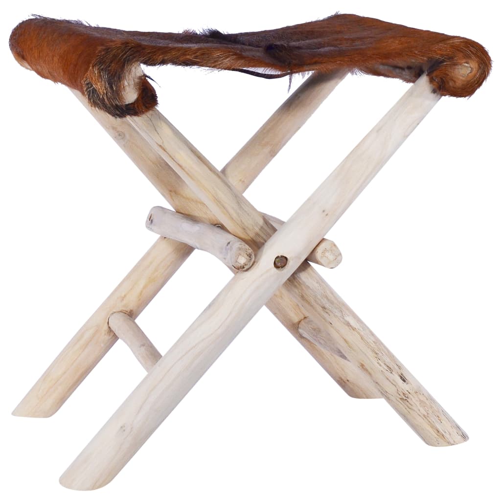 Taburete plegable de madera con asiento tapizado