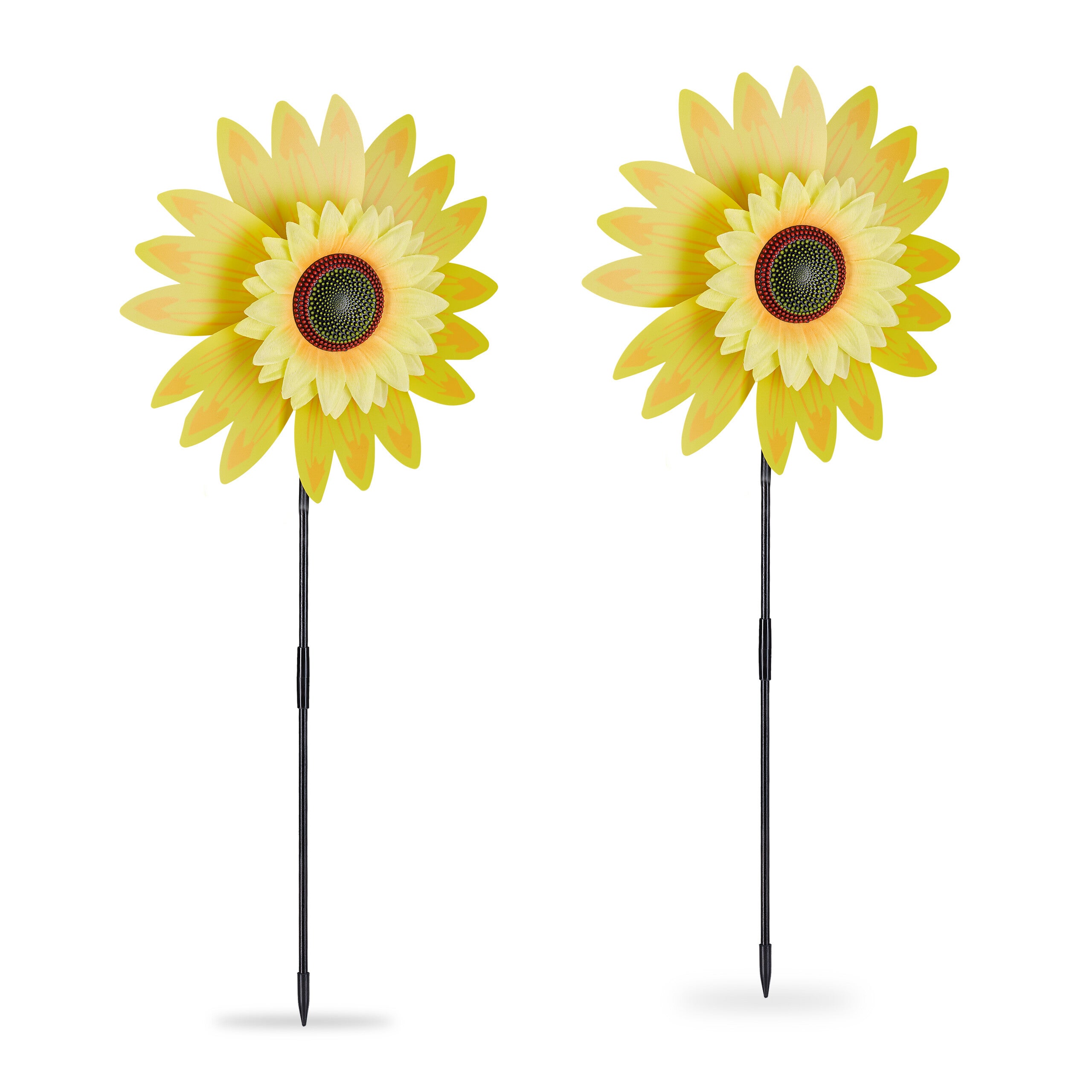 Relaxdays Set da 2 Girandole a Vento, Forma di Girasole, da Giardino e  Balcone, Gioco per Bambini, 76x29x8 cm, Giallo