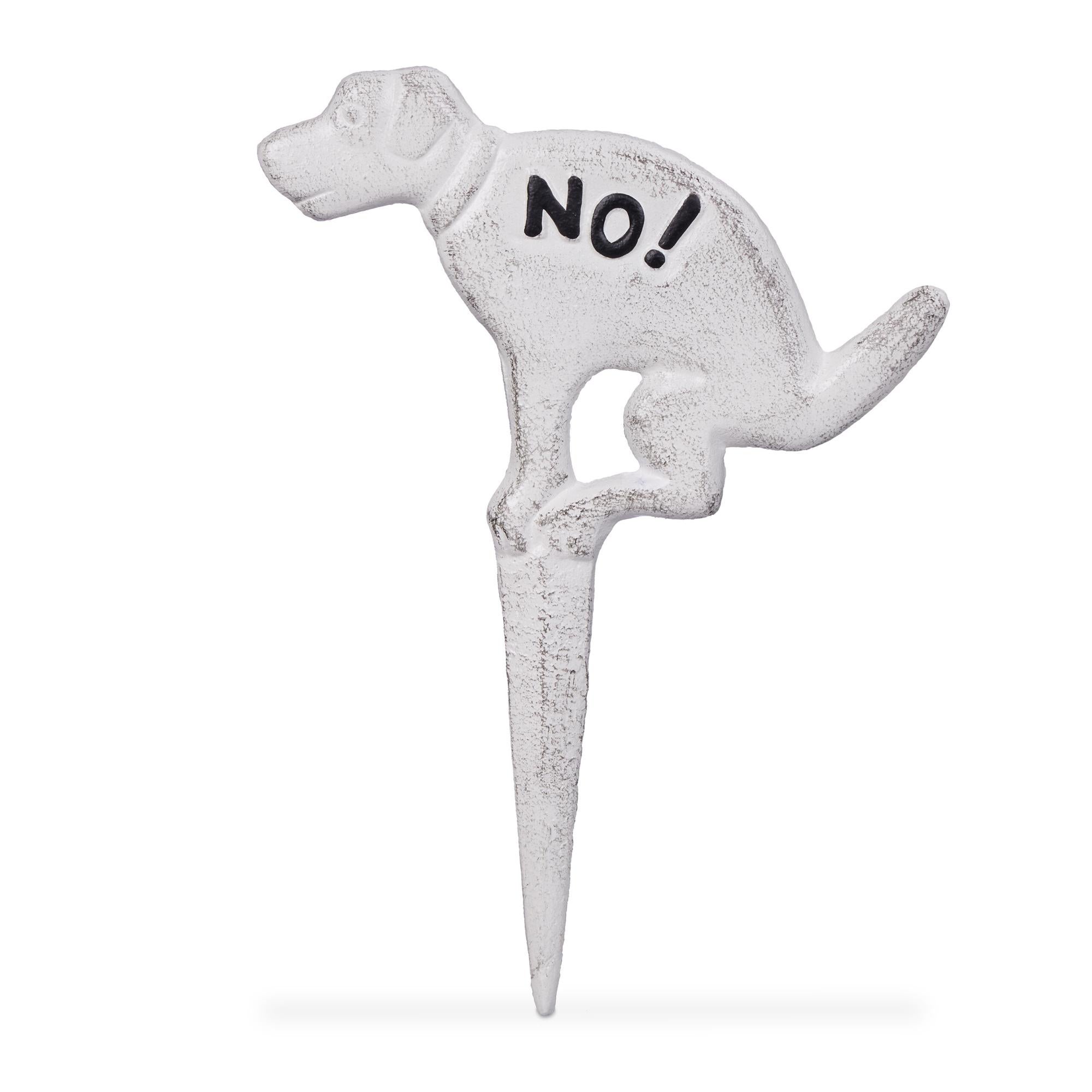 Yfaith 4 Pezzi Cartello Feci Cane, 15 × 30 cm Cartello per Cani con Palo, Spina Cartelli non Toilette per Cani, Bianco Segnale di Avvertimento per Cane, per Cortile, Giardino, Parco