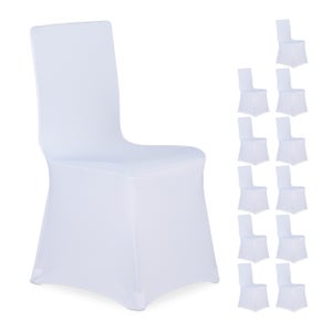 Lot de 100 Housse de Chaise Extensible Ruban Stretch Couverture de Chaise  pour de Mariage, Banquet,Cérémonie, Blanc