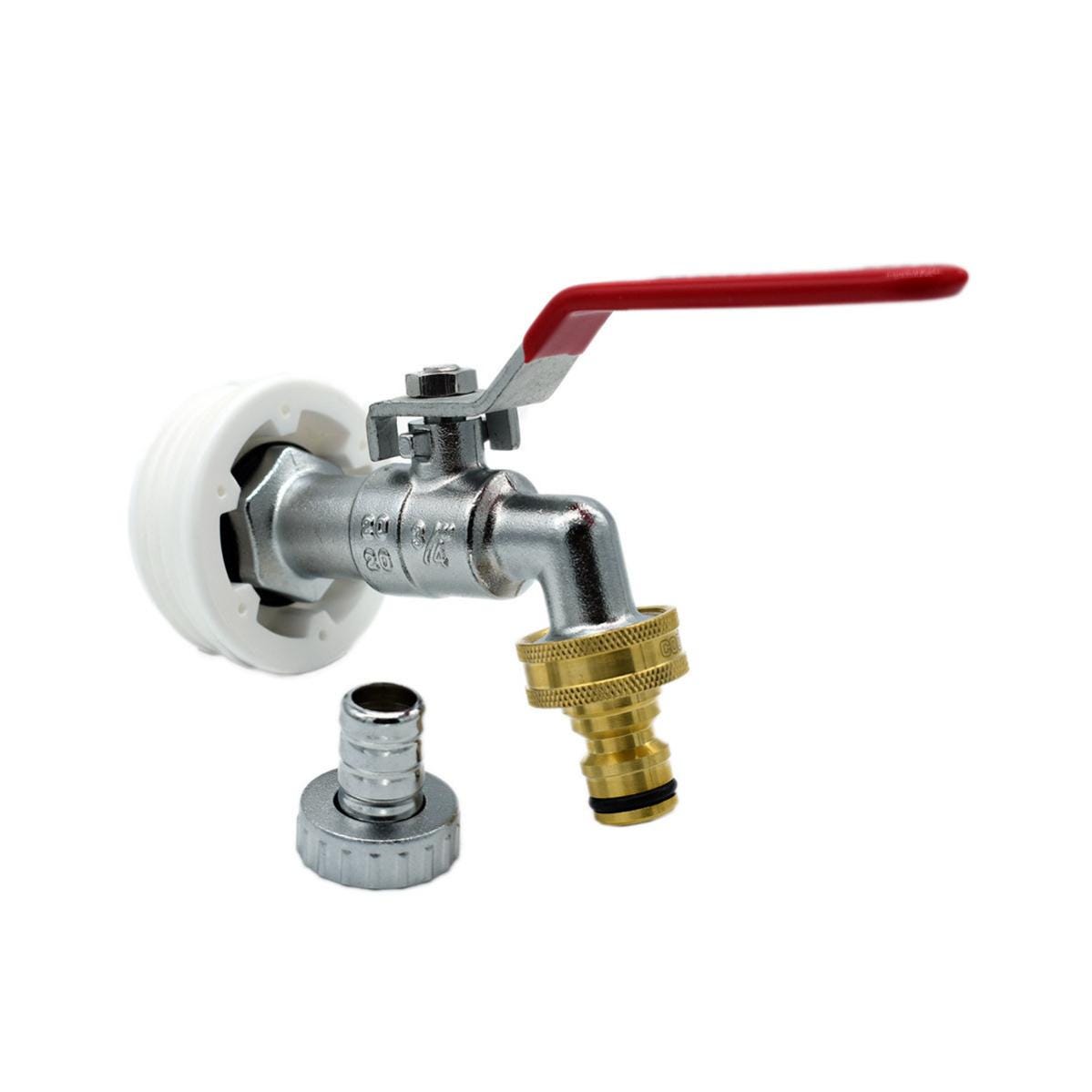 Raccord Rapide IBC S60X6 – Laiton Chromé Et Plastique, Entrée 60 Mm, Sortie 3/4" – Pour Cuves IBC, Vannes à Boisseau Ou Papillon