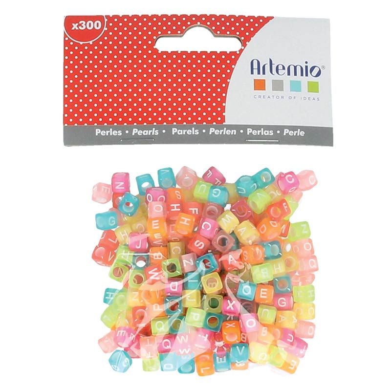 300 perline alfabeto 6 mm - lettere colorate