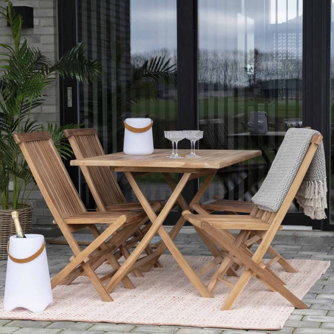 Tavolo da giardino 120 x 80 cm + 4 sedie in teak