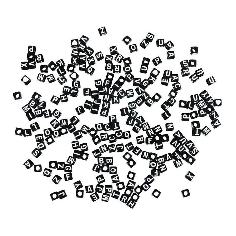 Perline alfabeto quadrate nere 5 x 5 mm