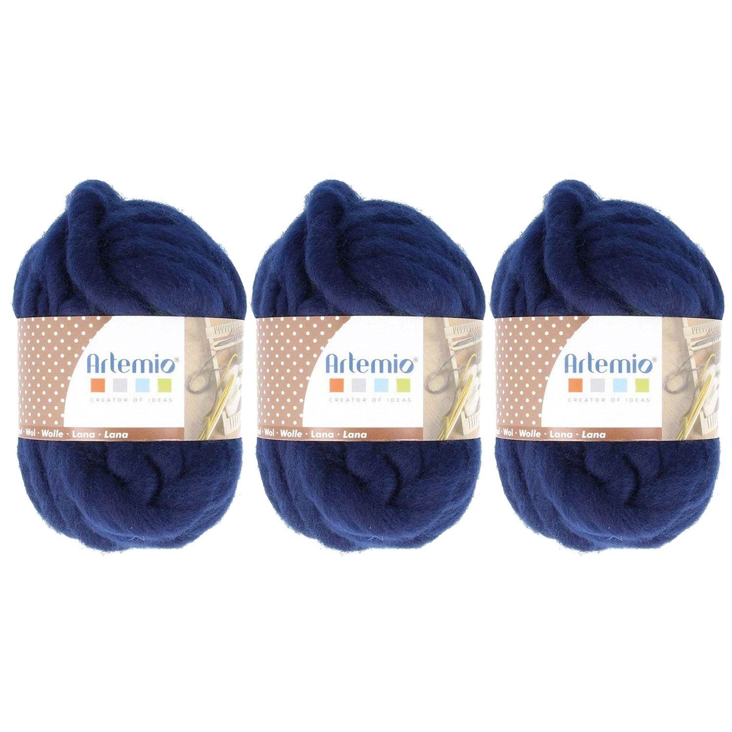 3 gomitoli di lana spessa 10 m - blu notte