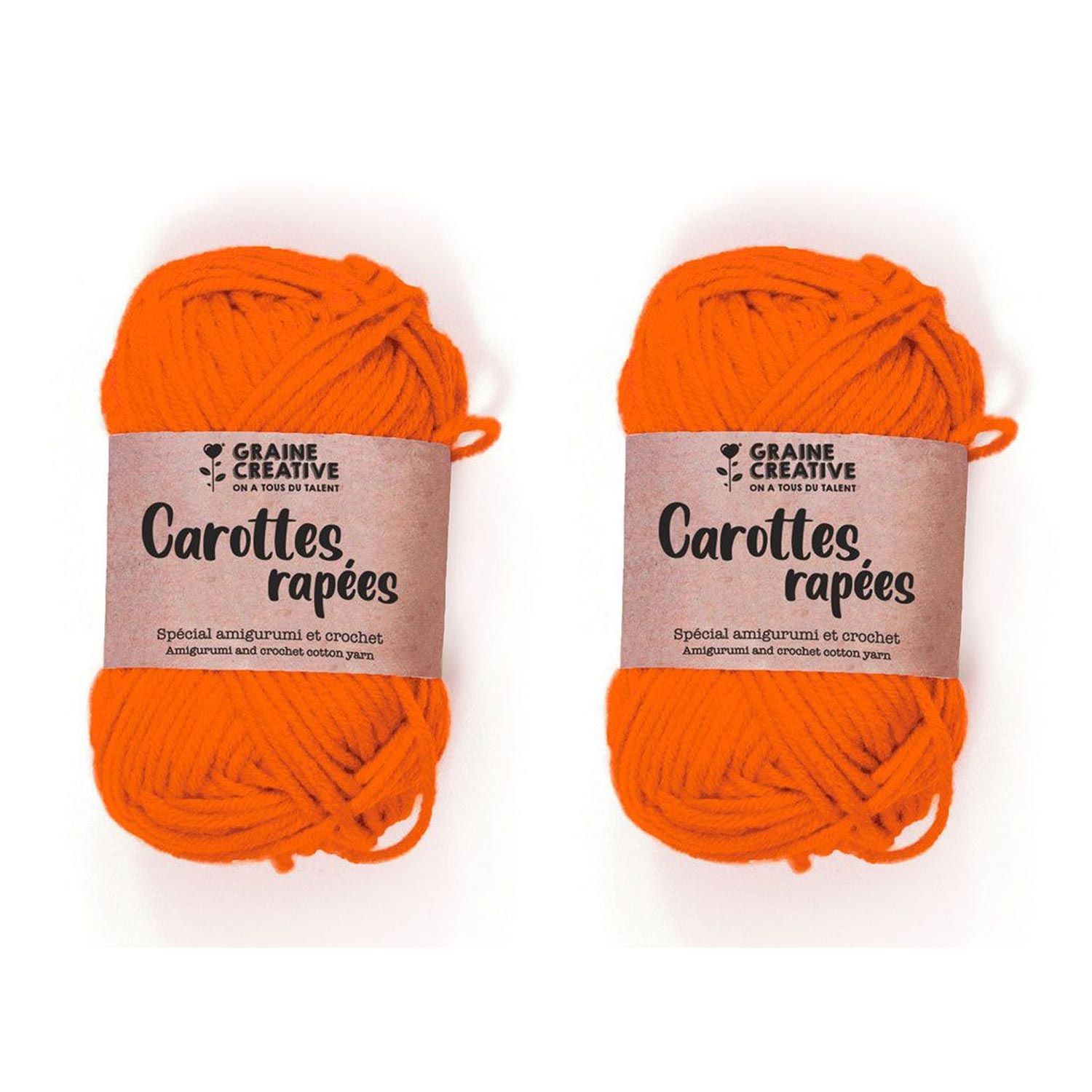 2 fils de coton pour crochet 55 m - orange - Graine Créative