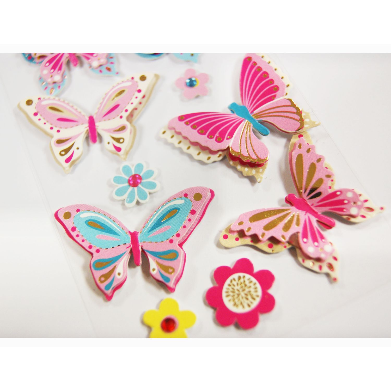 PAPILLONS RELIEF 3D - Stickers repositionnables papillons en relief 3D