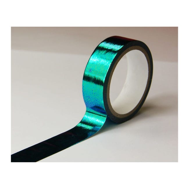 Masking tape - Iridescent bleu - Brillant - Repositionnable - 15 mm x 10 m  - Global Gift