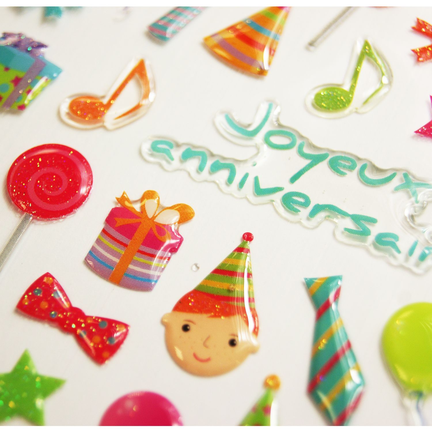 Autocollants - Anniversaire - paillettes - Époxy transparent - Global ...