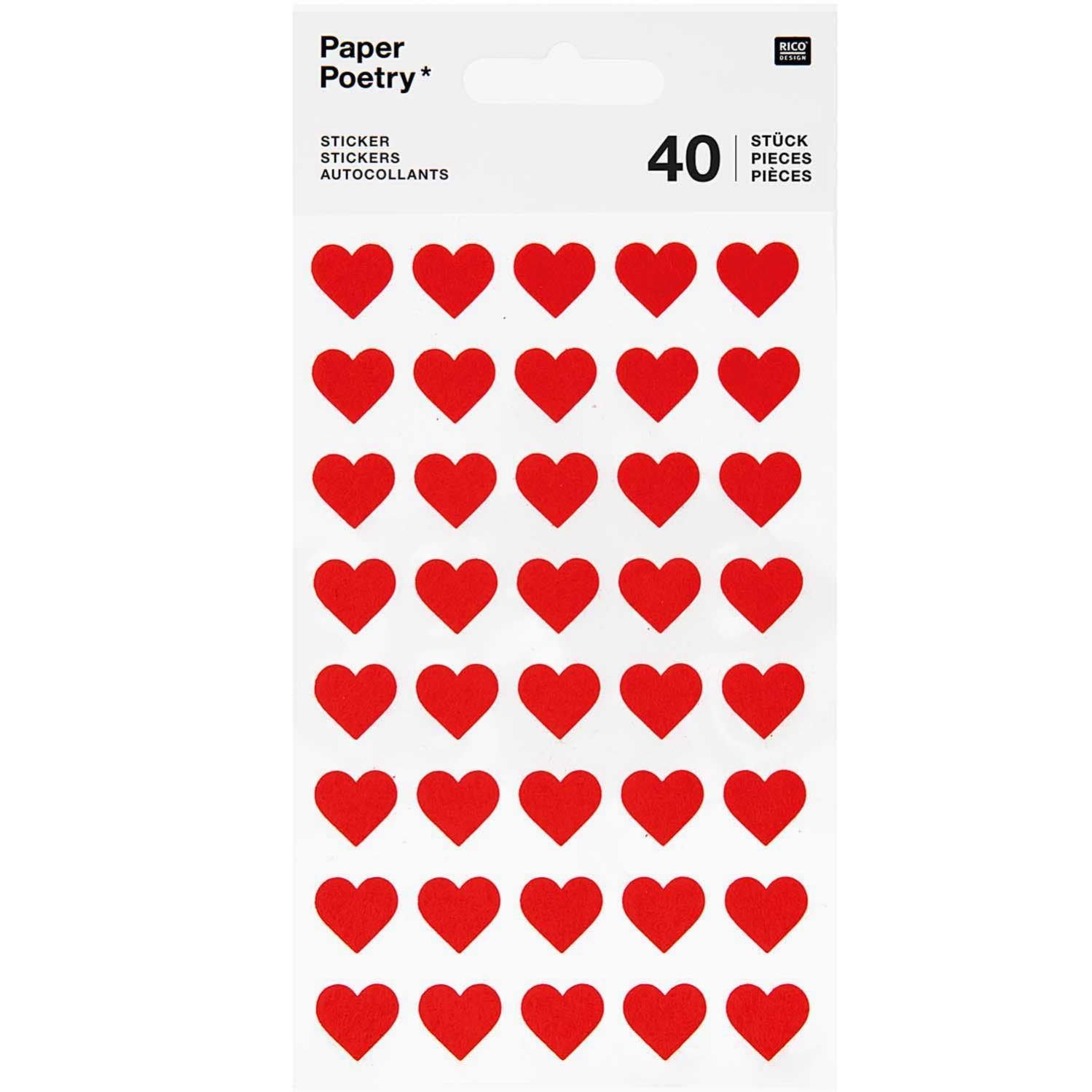 40 Autocollants cœur - rouge - effet feutre - Rico Design | Leroy Merlin