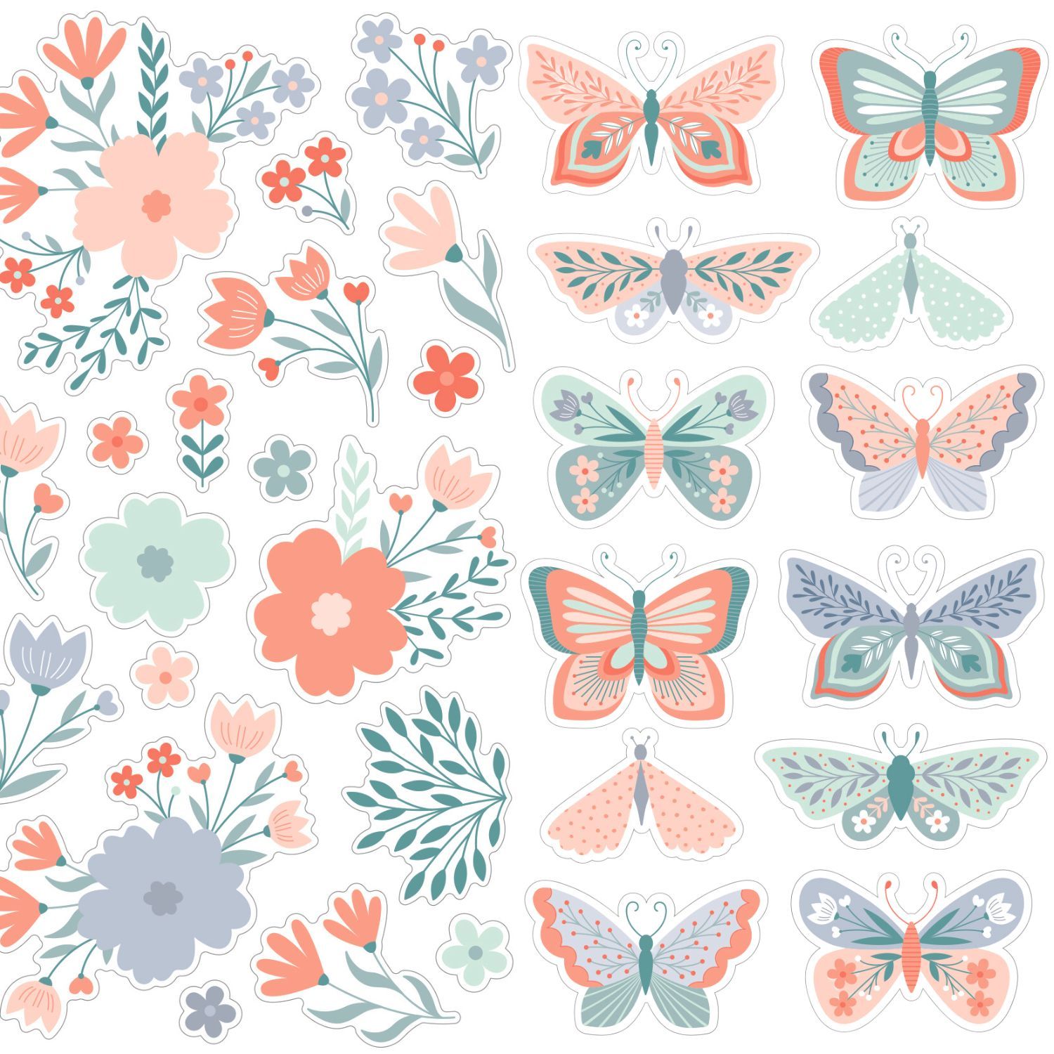Lot stickers 3D fleurs / papillons - Artemio