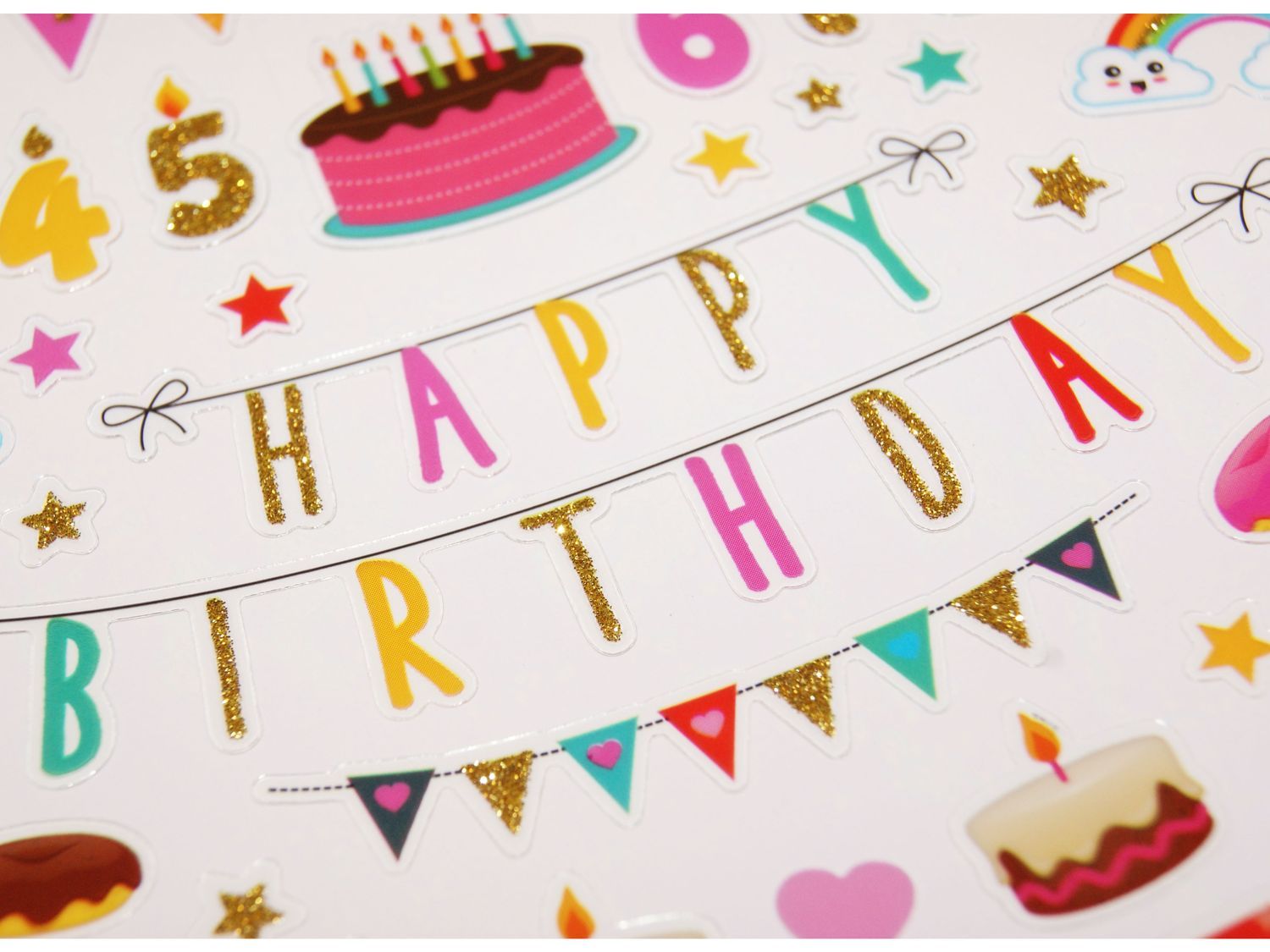 Autocollants - Joyeux Anniversaire - Paillettes - Stickers muraux