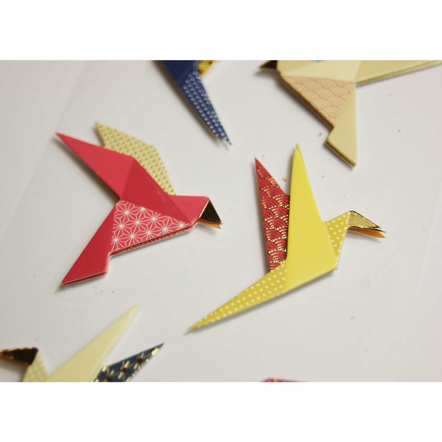 Adesivi glitterati in rilievo - Uccelli origami