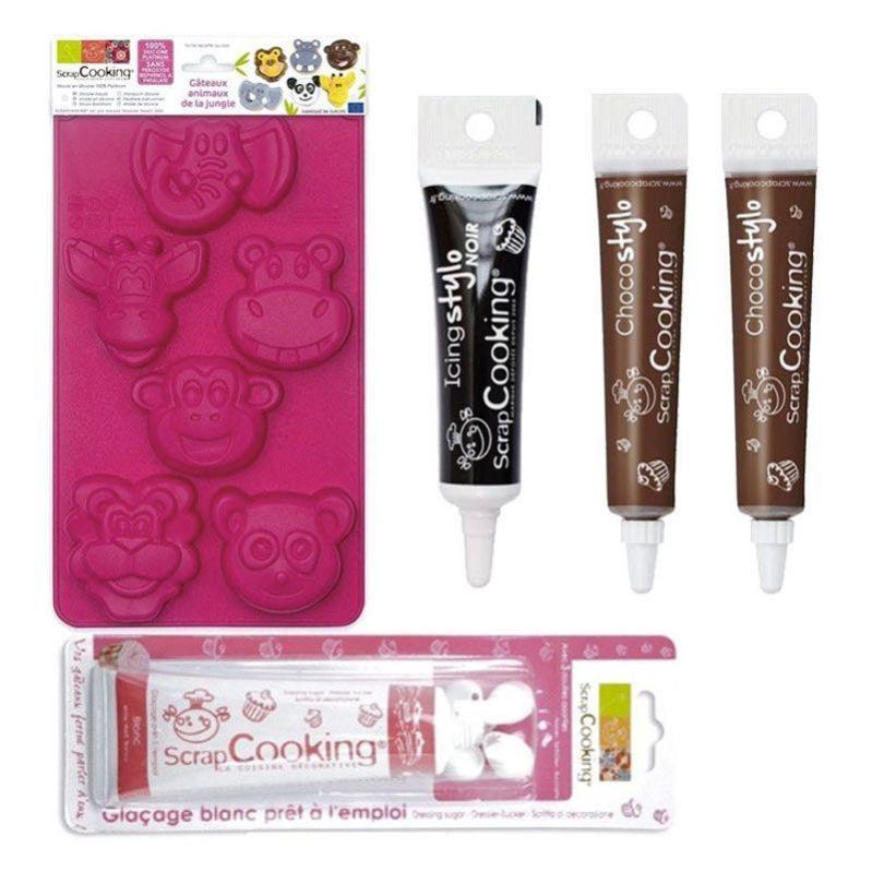 Set 4 Decorazioni Torta Animali Giungla – Giraffa, Leone, Elefante E Zebra, Per Compleanno Bambini