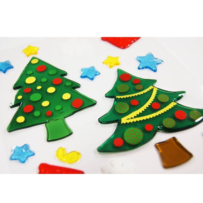 Décoration de Noël stickers muraux multicolores en relief