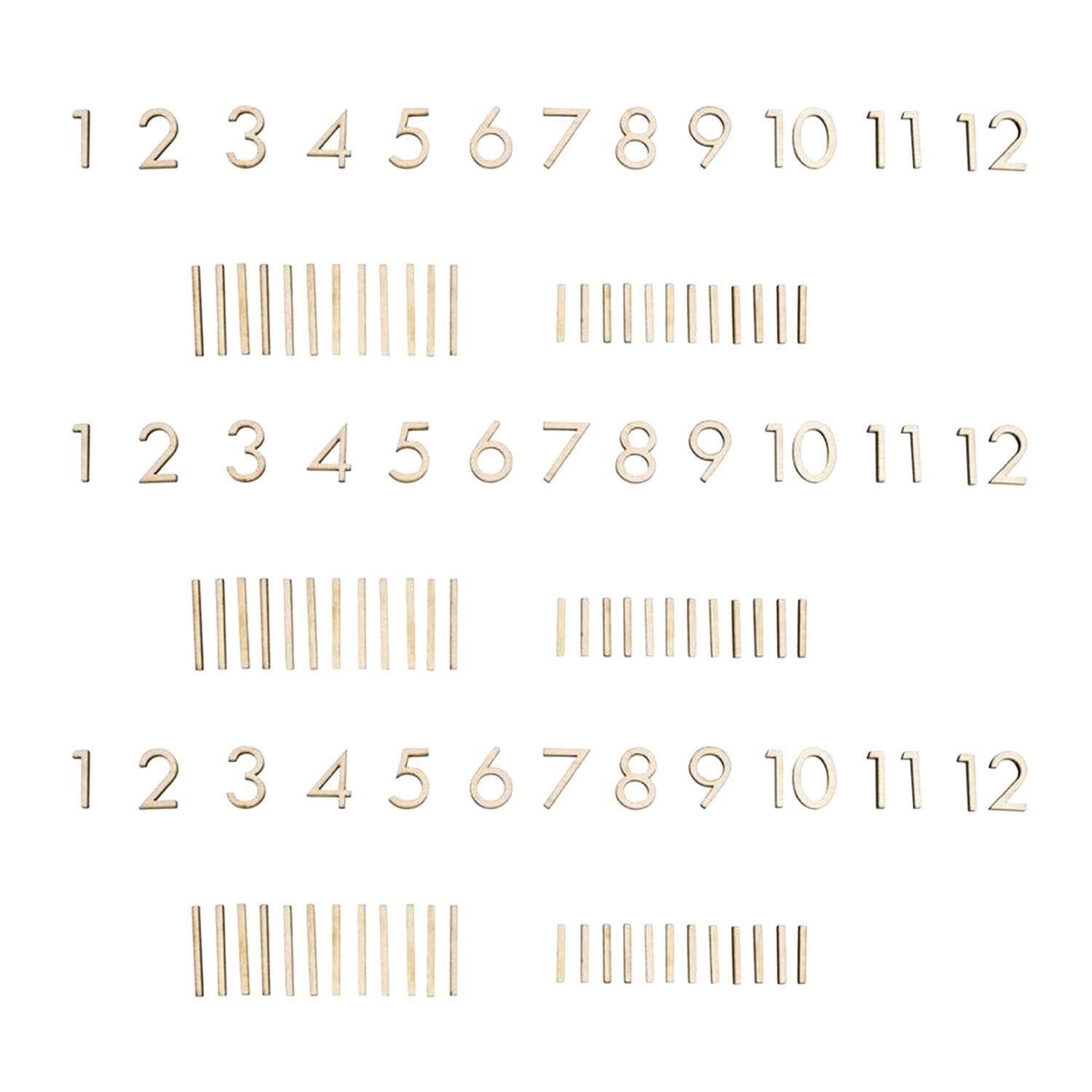3 kit di numeri in legno per orologio 1-12 + 24 colpi
