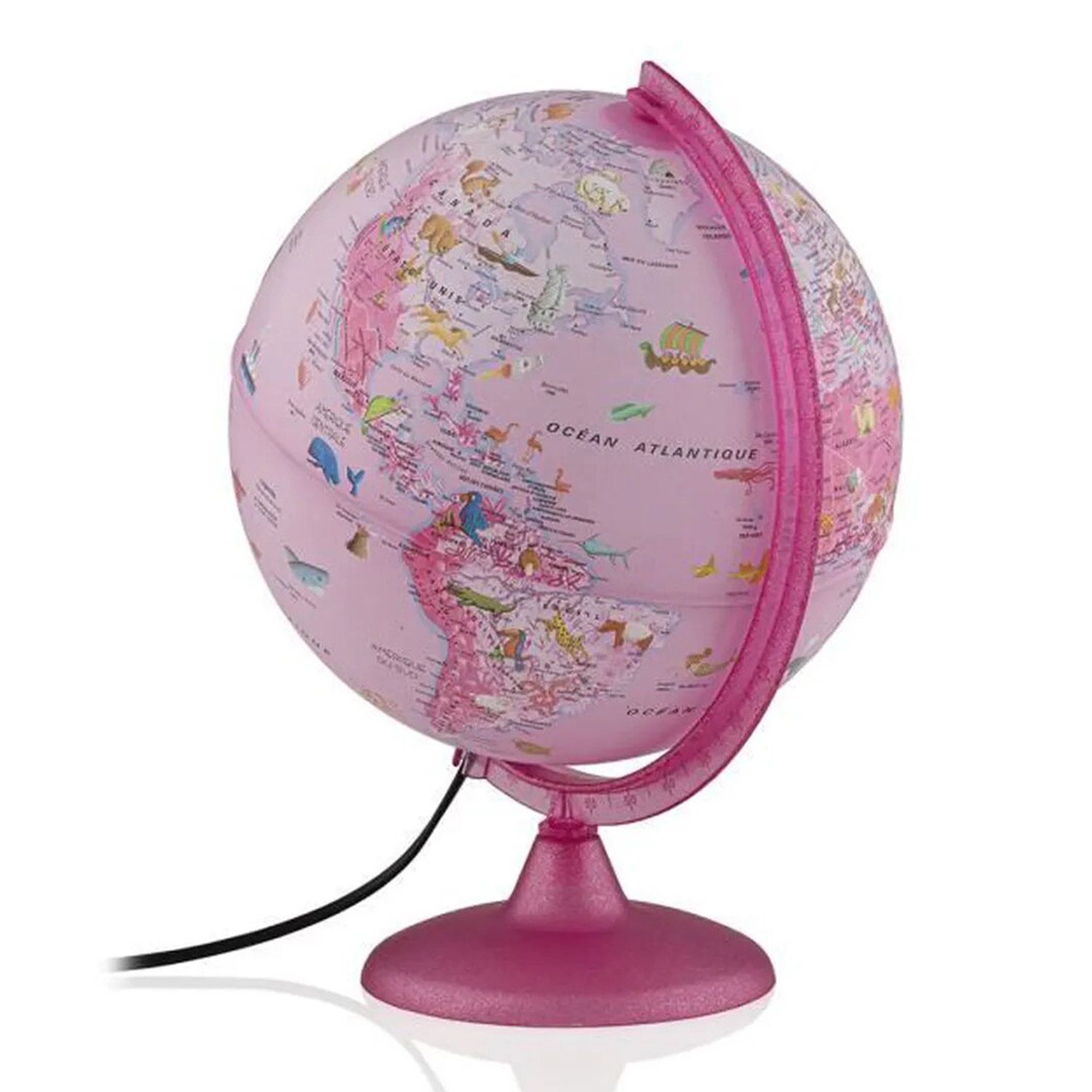 Globe terrestre rose or H33 cm