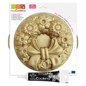 Relaxdays Moule à gâteaux rond 25 cm en silicone antiadhésif rouge  résistant chaleur pro tarte quiche, rouge