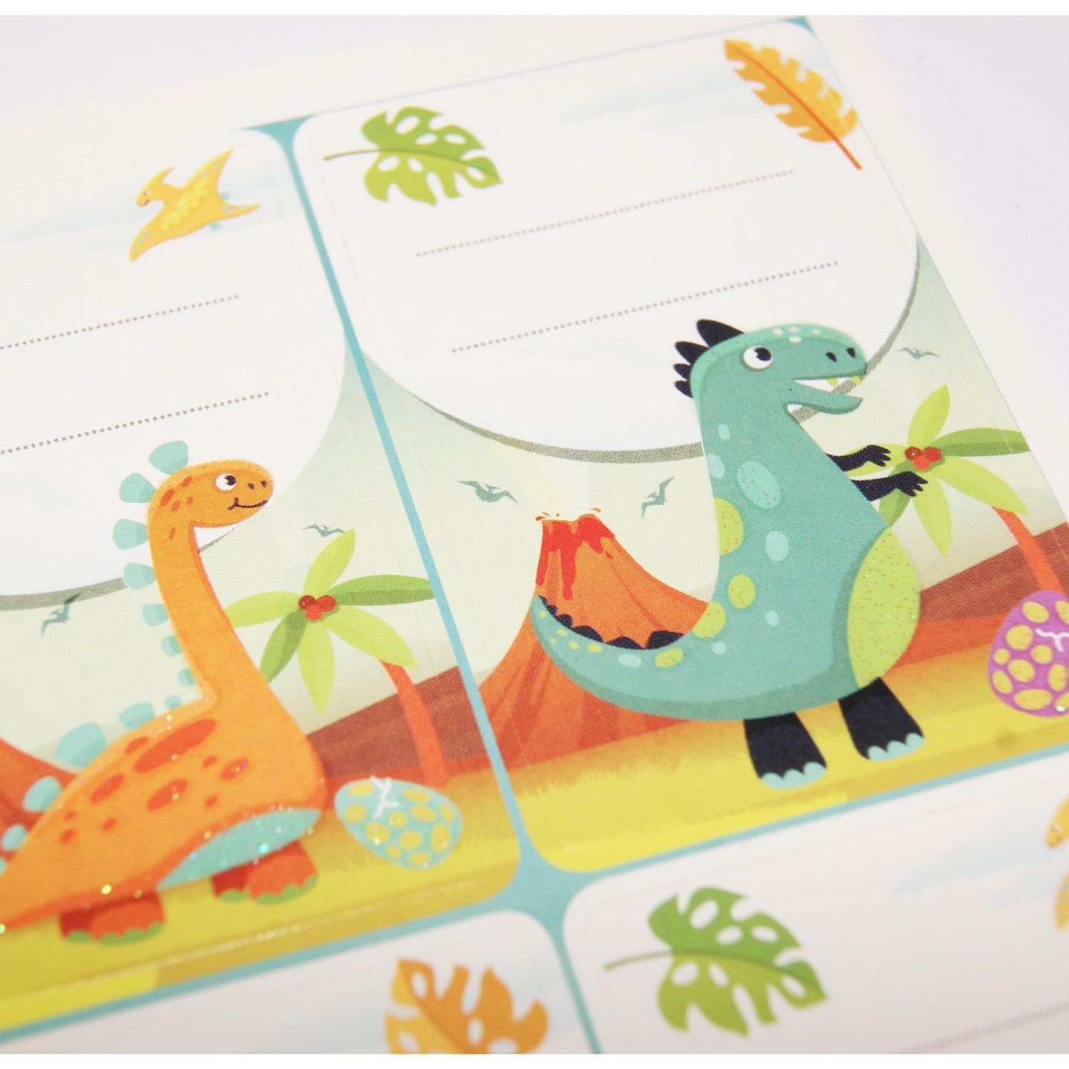 Tiquettes Adh Sives Scolaires Rectangle Dinosaures Paillettes