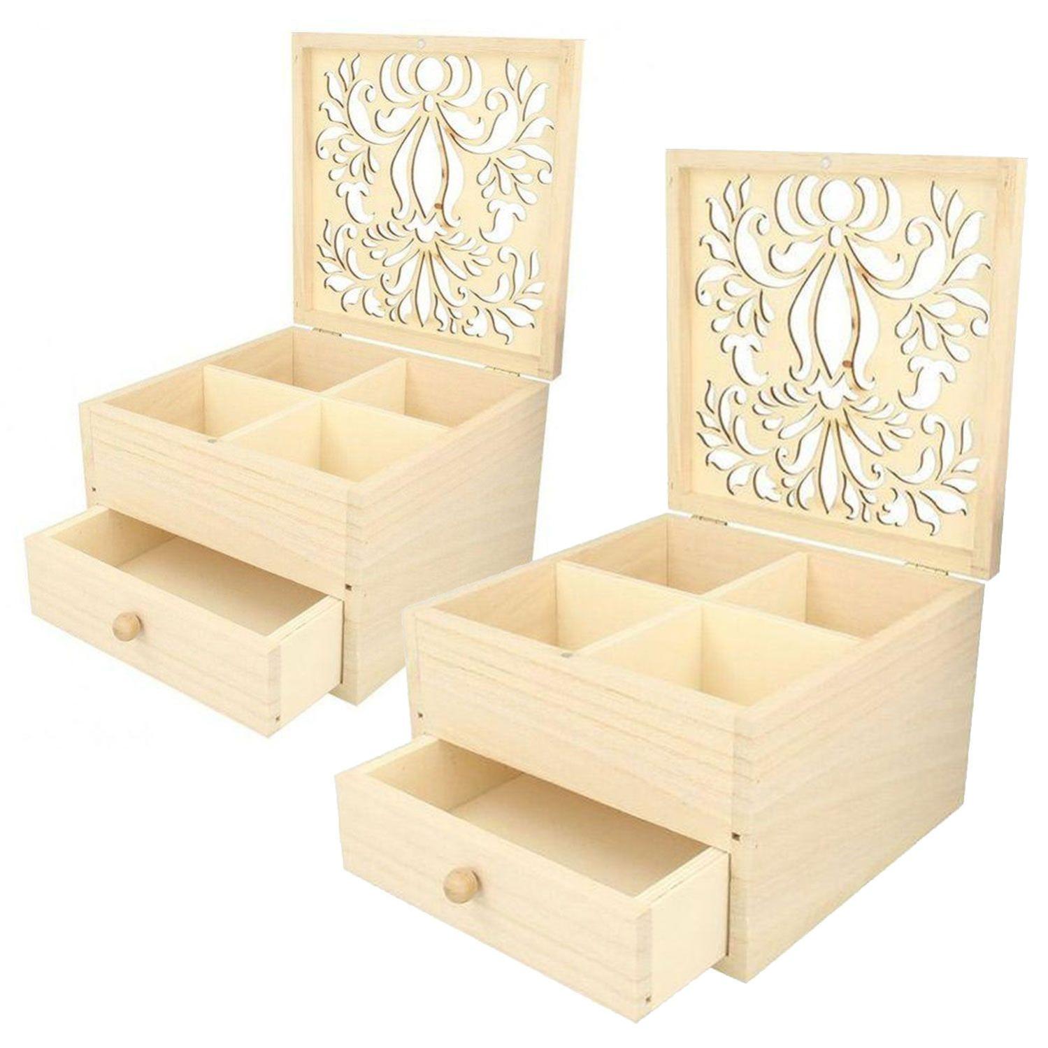 Portagioie In Legno Grande Con 4 Cassetti E Specchio – Organizer 5 Livelli Per Anelli, Orecchini, Collane – Colore Marrone Vintage