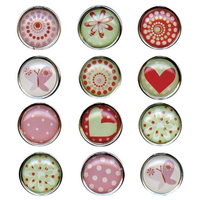Mini Calamite Epossidiche Creative – Set Da 12 Pezzi, 12mm, Con Motivi Cuore Rosa E Verde Per Frigo E Note - 4