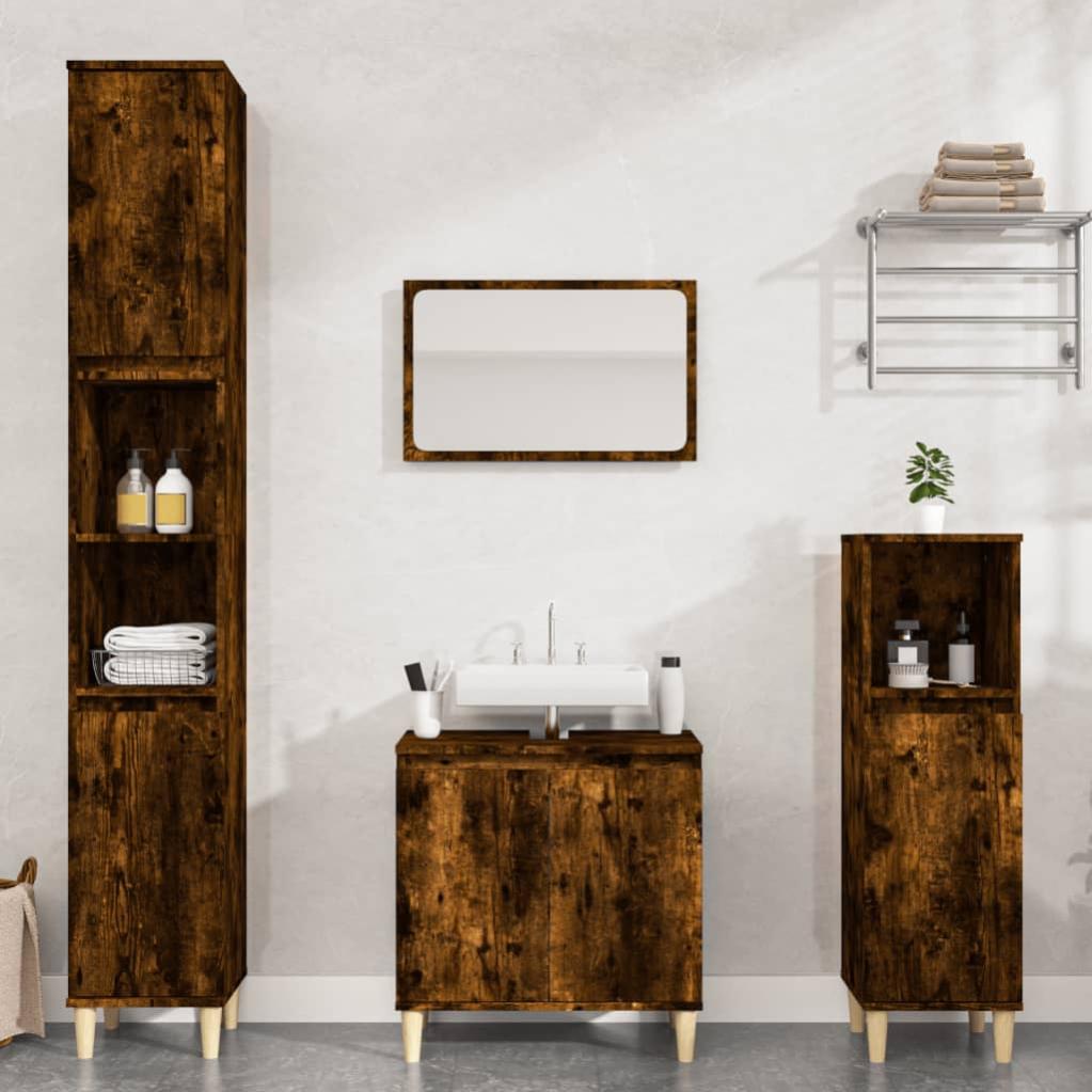 Maison Exclusive - Credenze Con Luci LED 3 Pz Rovere Fumo In Legno Multistrato 91402456