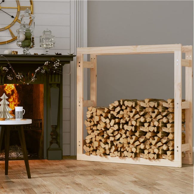 vidaXL Support pour bois de chauffage Blanc 41x25x100 cm Bois de pin