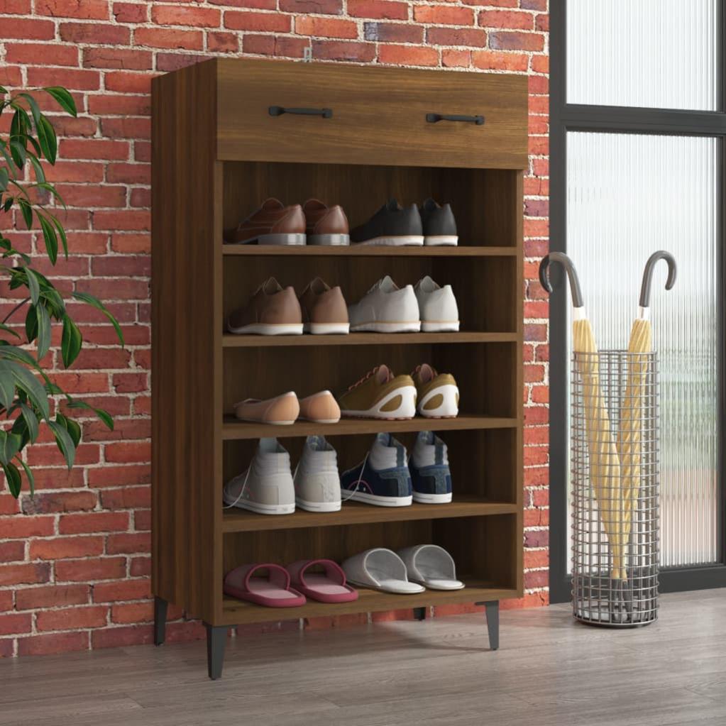 Scarpiera VidaXL In Legno Multistrato - 60x35x105 Cm, Rovere Marrone, Con 1 Cassetto E 5 Scomparti