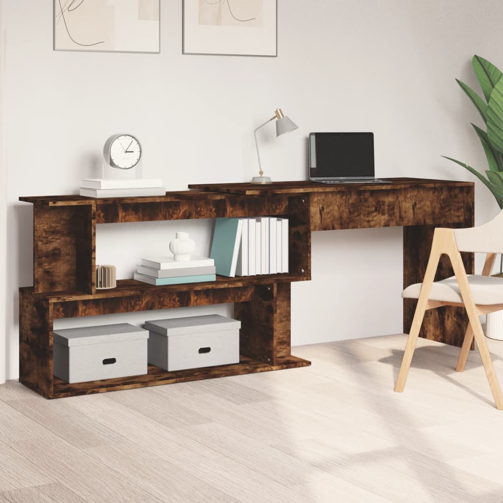 VidaXL Scrivania ad Angolo Rovere Fumo in Legno Multistrato