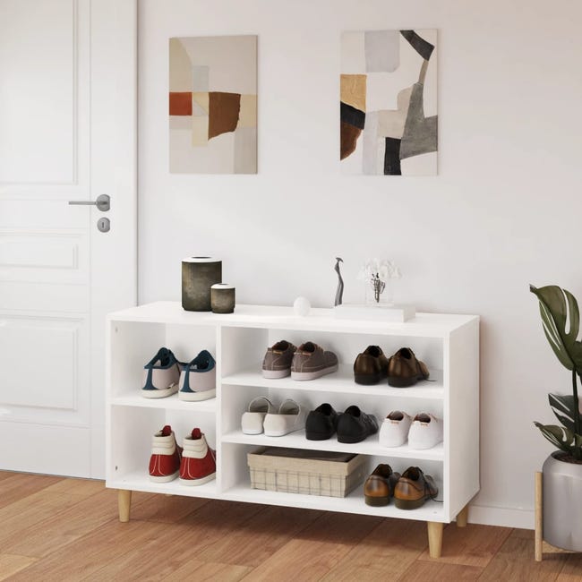 Mueble zapatero,Armario para zapatos madera contrachapada blanco brillo  60x35x105 cm vidaXL