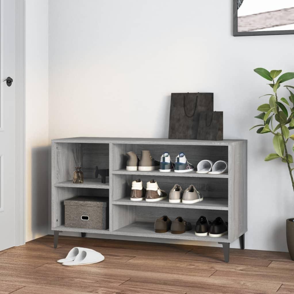 VidaXL Scarpiera 5 Ante Grigio Cemento | 102x36x60 Cm, Legno Multistrato E Metallo, Mobile Contenitore Salvaspazio