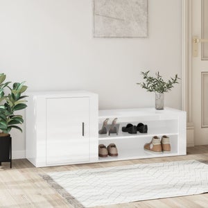 vidaXL Armoire à chaussures blanc brillant 54x34x183cm bois ingénierie