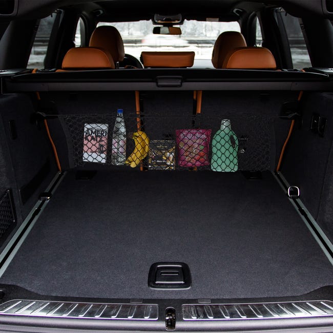 Relaxdays Filet pour voiture, 80x60 cm, élastique, rangement coffre, avec  crochets, universel, noir