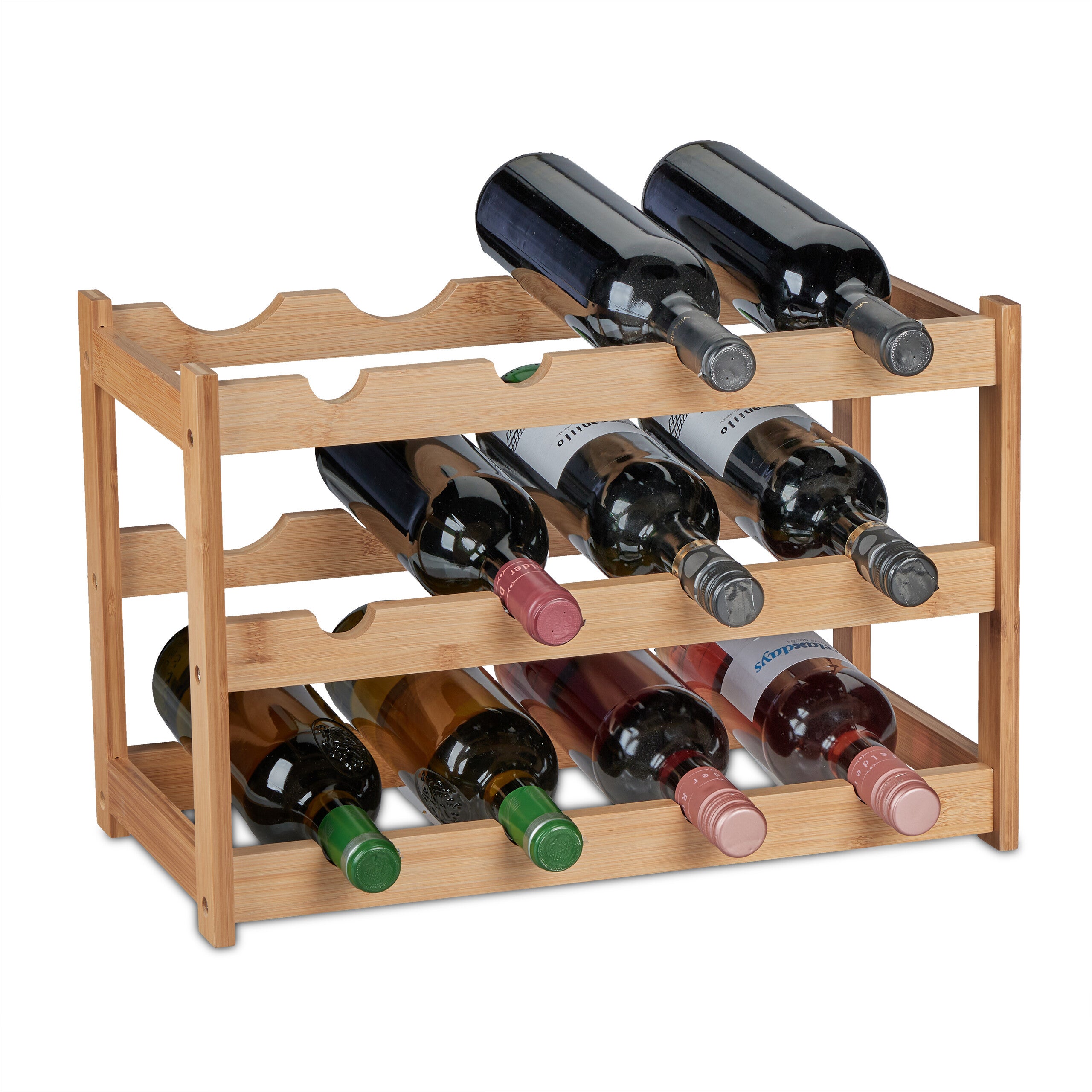 Relaxdays Etagère à vin, 6 bouteilles, Support à vin pour la cuisine, cave,  salon, rangement à