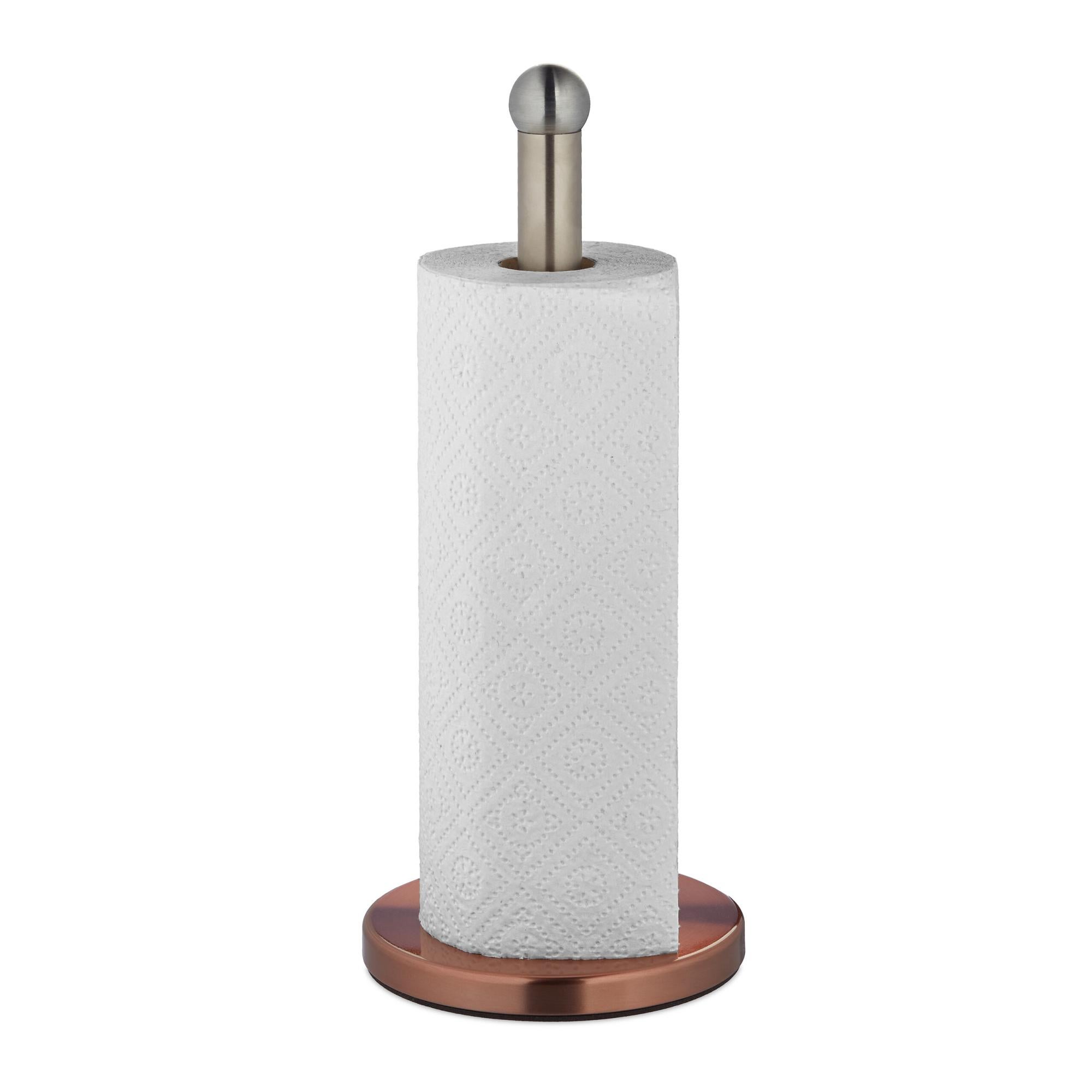 Relaxdays Support Essuie-Tout Non Fixe - Acier Inoxydable Rouge/Argenté 35x15 Cm