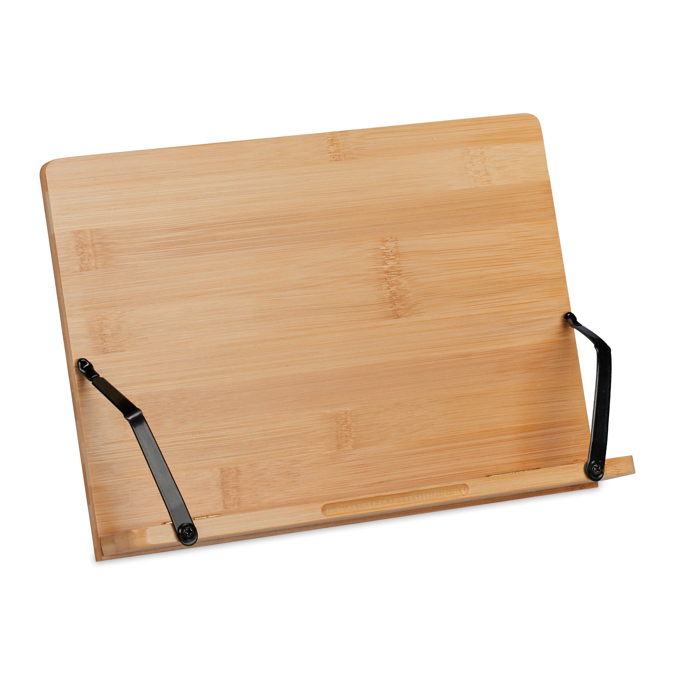 Relaxdays Leggio da Tavolo per Libri da Cucina, Reggilibri e Tablet  Pieghevole in Bambù, H x L: 19 x 28 cm, Marrone