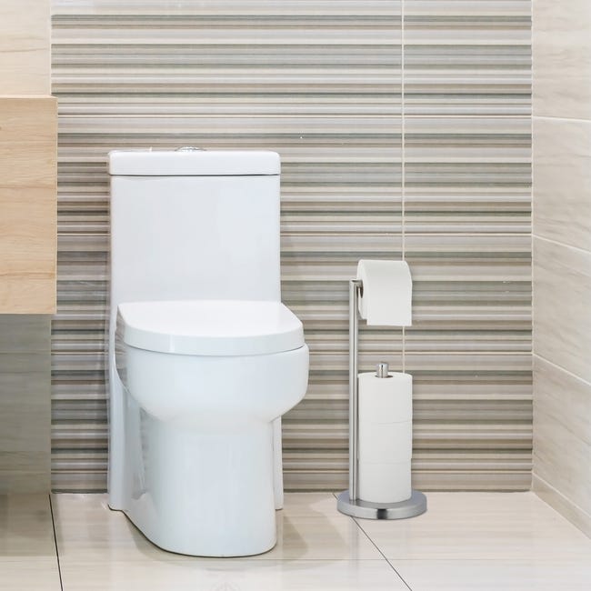 Relaxdays Piantana Portarotolo da WC, Set per 4 Rotoli di Carta Igienica di  Scorta, HLP 73x20x20 cm, Antracite Naturale