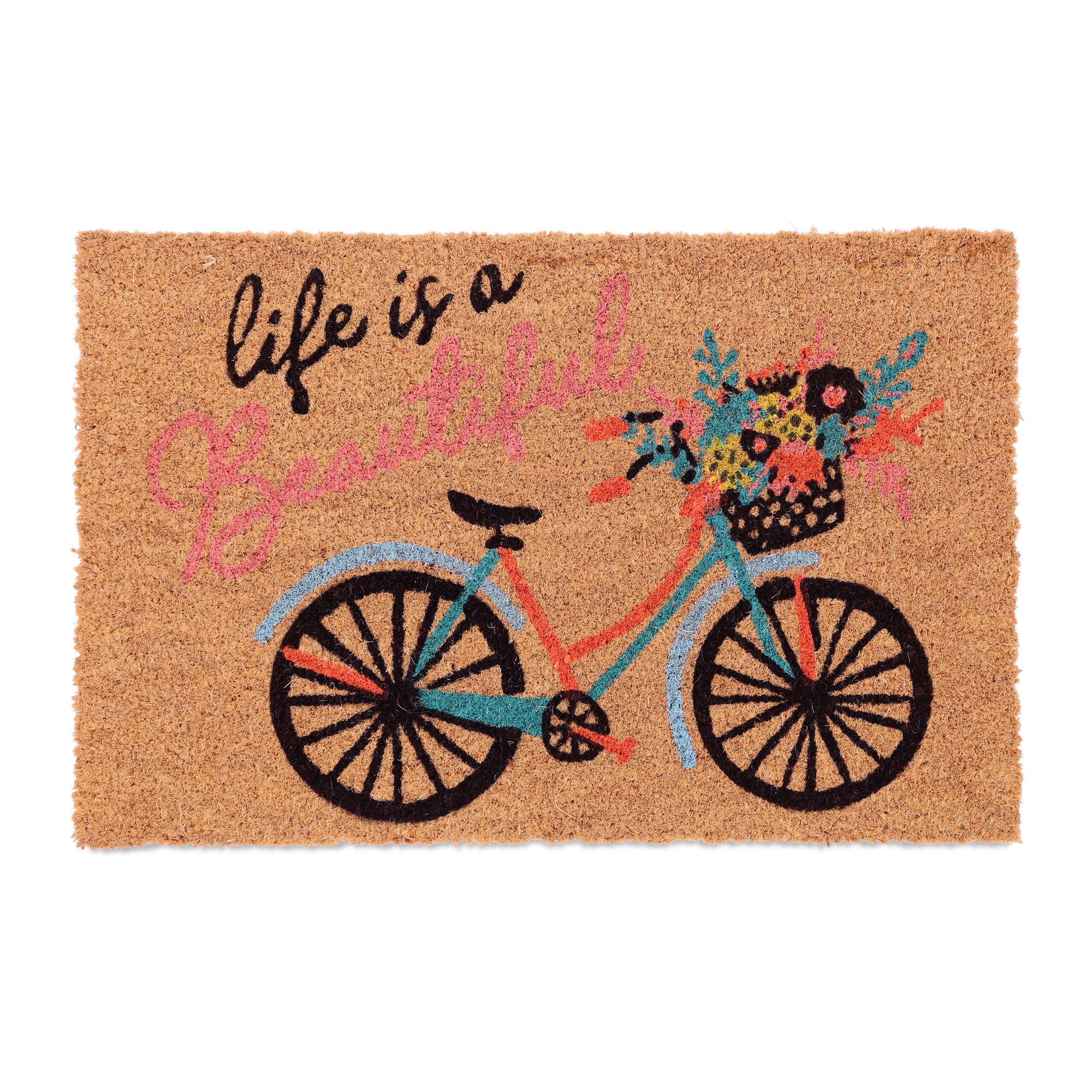 Paillasson Coco "Hello" à Pois Multicolores - 40x60 Cm, Antidérapant | Tapis D'entrée Intérieur/extérieur, Fibres Naturelles