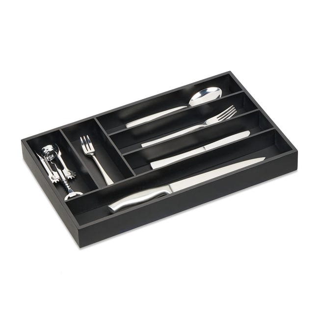 Portaposate In Bambù 6 Scomparti - Organizer Da Cassetto Per Cucina 27,5x46cm - Foto 3